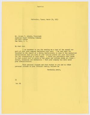 [Letter from I. H. Kempner to Joseph F. Abbott, March 30, 1953]