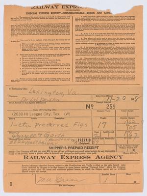 Primary view of object titled '[Receipt for Shipping]'.