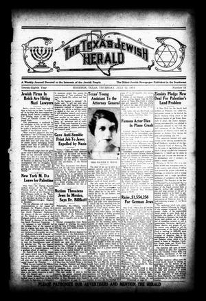 Primary view of object titled 'The Texas Jewish Herald (Houston, Tex.), Vol. 28, No. 14, Ed. 1 Thursday, July 12, 1934'.