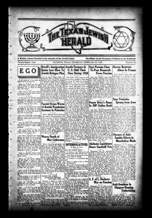 Primary view of object titled 'The Texas Jewish Herald (Houston, Tex.), Vol. 28, No. 46, Ed. 1 Thursday, February 21, 1935'.