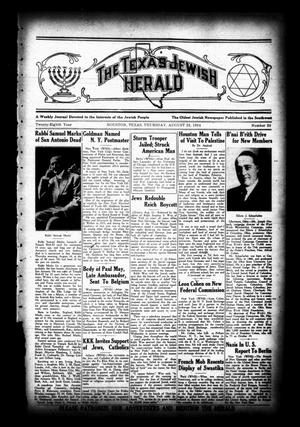 Primary view of object titled 'The Texas Jewish Herald (Houston, Tex.), Vol. 28, No. 20, Ed. 1 Thursday, August 23, 1934'.