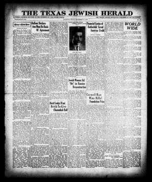Primary view of object titled 'The Texas Jewish Herald (Houston, Tex.), Vol. 22, No. 36, Ed. 1 Thursday, December 19, 1929'.