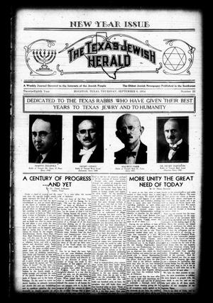 Primary view of object titled 'The Texas Jewish Herald (Houston, Tex.), Vol. 28, No. 22, Ed. 1 Thursday, September 6, 1934'.