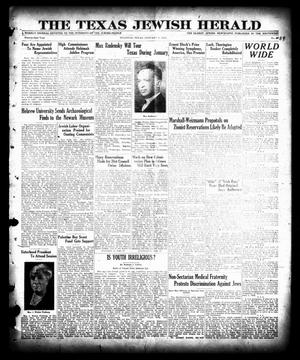Primary view of object titled 'The Texas Jewish Herald (Houston, Tex.), Vol. 21, No. 39, Ed. 1 Thursday, January 3, 1929'.