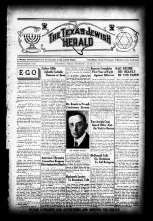 Primary view of object titled 'The Texas Jewish Herald (Houston, Tex.), Vol. 28, No. 11, Ed. 1 Thursday, June 21, 1934'.