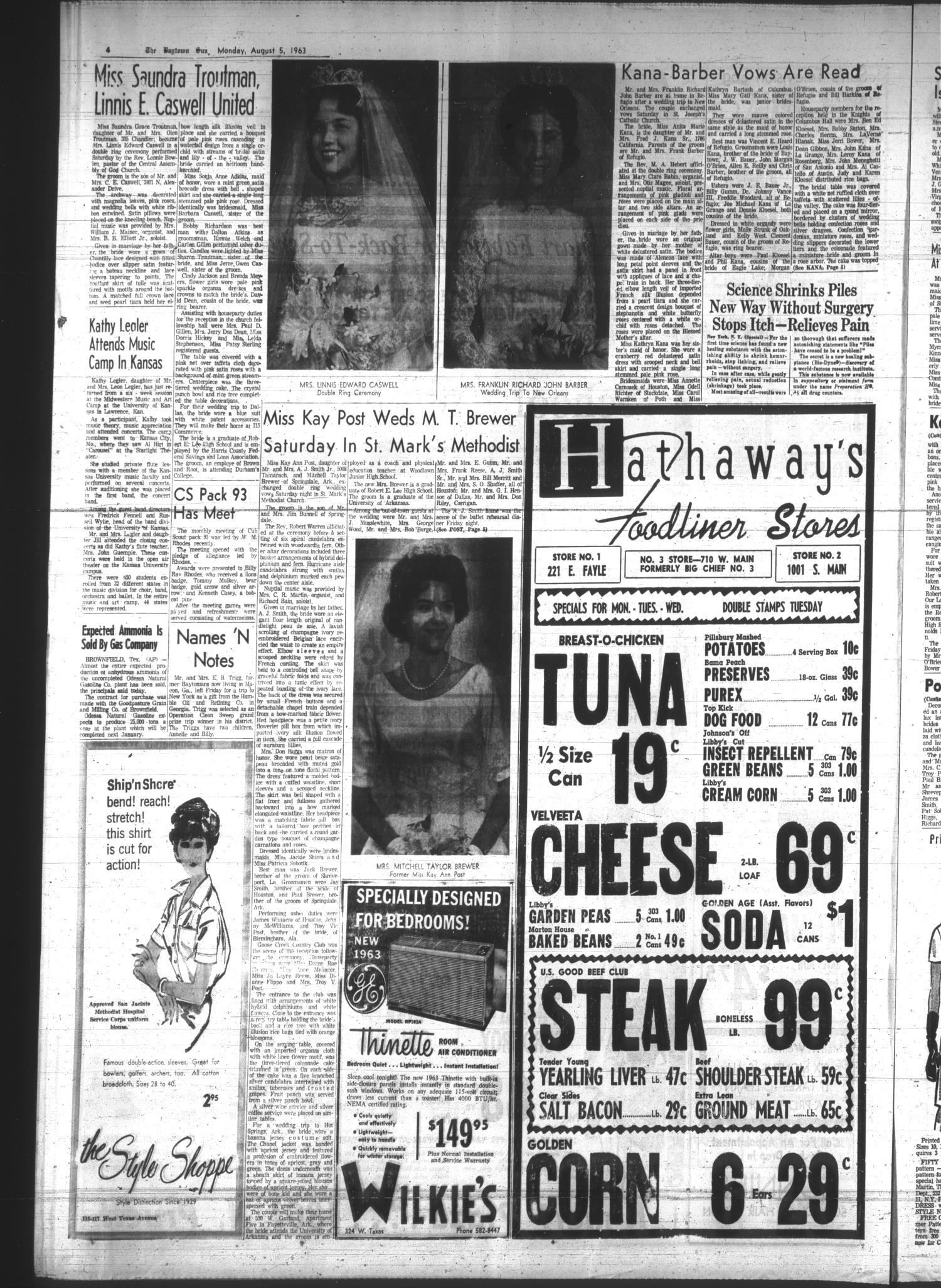 The Baytown Sun (Baytown, Tex.), Vol. 40, No. 296, Ed. 1 Monday, August 5, 1963
                                                
                                                    [Sequence #]: 4 of 10
                                                