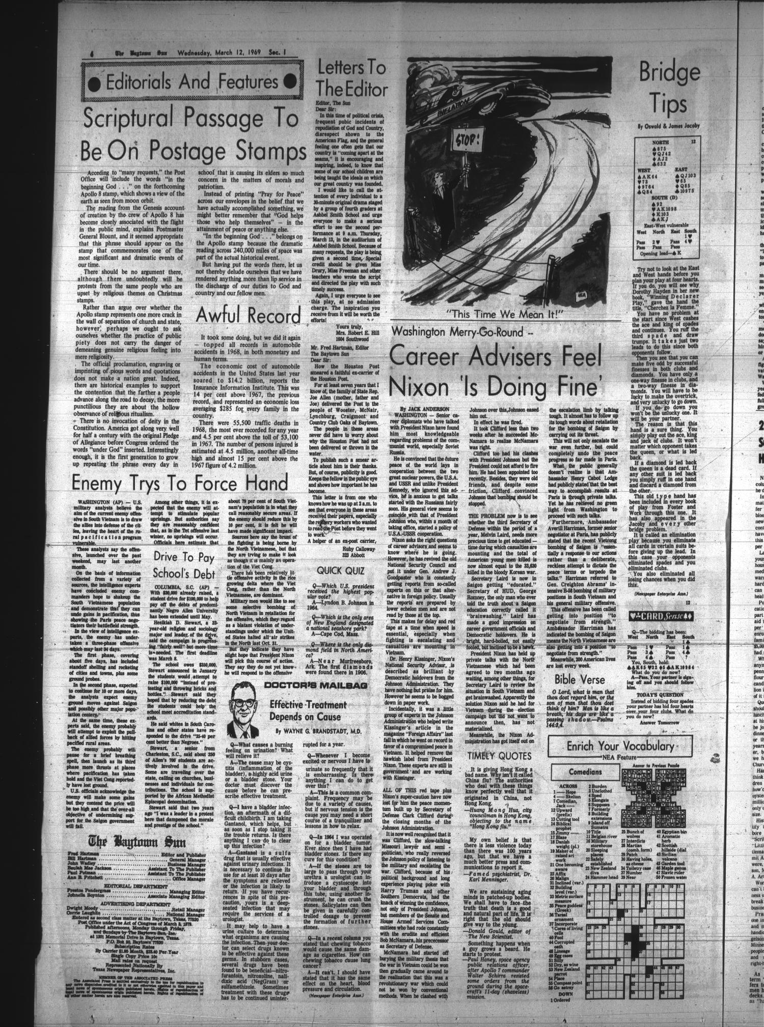 The Baytown Sun (Baytown, Tex.), Vol. 47, No. 149, Ed. 1 Wednesday, March 12, 1969
                                                
                                                    [Sequence #]: 6 of 18
                                                