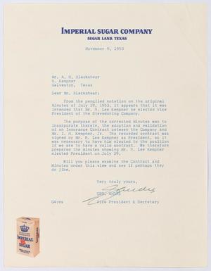 [Letter from George Andre to A. H. Blackshear, November 9, 1953]