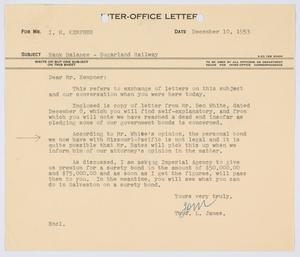 [Letter from T. L. James to I. H. Kempner, December 10, 1953]
