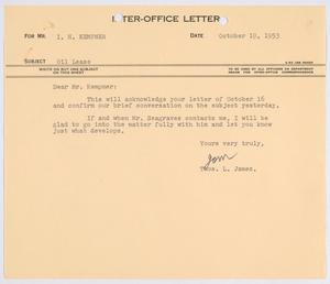[Letter from Thomas L. James to I. H. Kempner, October 19, 1953]