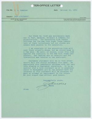 [Letter from George Andre to I. H. Kempner, October 16, 1953]