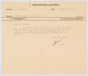 [Letter from Thomas L. James to I. H. Kempner, December 1, 1953]