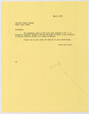 [Letter from A. H. Blackshear, Jr. to Imperial Sugar Company, May 6, 1953]
