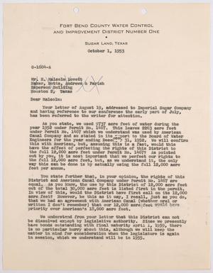 [Letter from Thomas L. James to H. Malcolm Lovett, October 1, 1953]