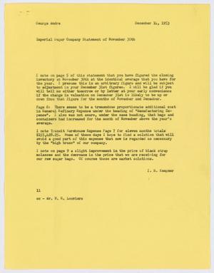 Primary view of object titled '[Letter from I. H. Kempner to George Andre, December 14, 1953]'.