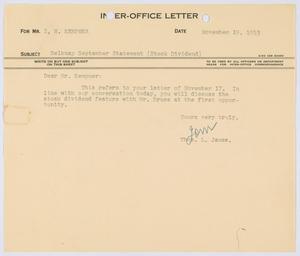 [Letter from Thomas L. James to I. H. Kempner, November 19, 1953]