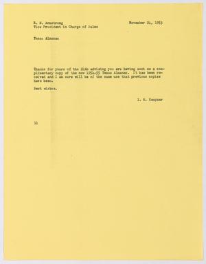 [Letter from Isaac Herbert Kempner to Robert Markle Armstrong, November 24, 1953]