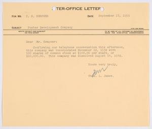 [Letter from Thomas L. James to I. H. Kempner, September 18, 1953]
