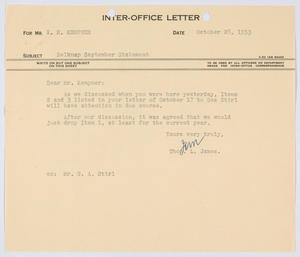 [Letter from Thomas L. James to I. H. Kempner, October 28, 1953]