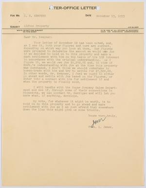 [Letter from Thomas L. James to I. H. Kempner, November 13, 1953]