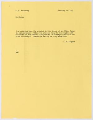 [Letter from Isaac Herbert Kempner to Robert Markle Armstrong, February 19, 1953]