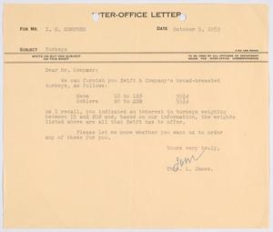 [Letter from Thomas L. James to I. H. Kempner, October 8, 1953]
