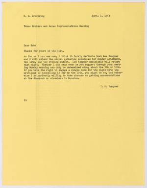 Primary view of object titled '[Letter from Isaac Herbert Kempner to Robert Markle Armstrong, April 1, 1953]'.