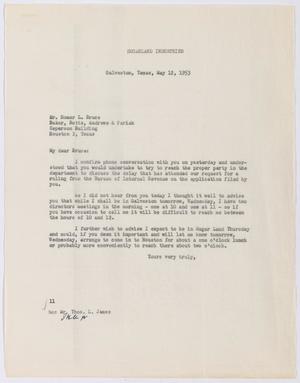 [Letter from I. H. Kempner to Homer L. Bruce, May 12, 1953]