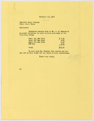 [Letter from A. H. Blackshear, Jr. to Imperial Sugar Company, November 10, 1953]