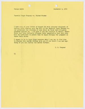 [Letter from I. H. Kempner to George Andre, September 3, 1953]