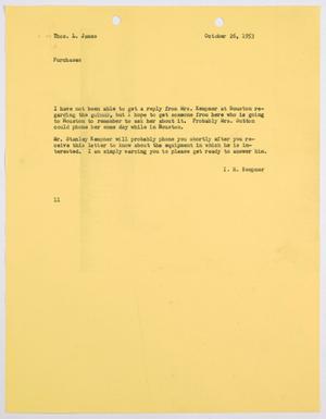 [Letter from I. H. Kempner to Thomas L. James, October 26, 1953]