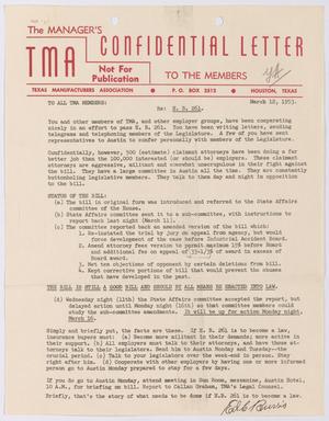[Letter from Texas Manufacturers Association to Members, March 12, 1953]