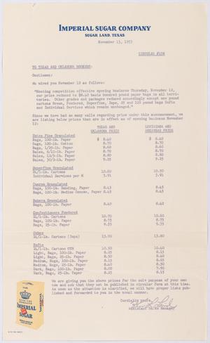 Primary view of object titled '[Imperial Sugar Company Circular #108, November 13, 1953]'.