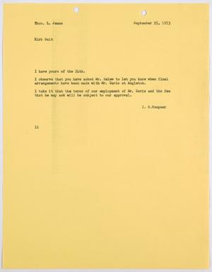 [Letter from I. H. Kempner to Thomas L. James, September 25, 1953]