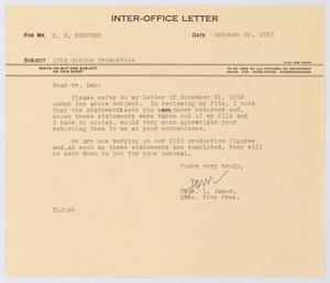 [Letter from Thomas L. James to D. W. Kempner, October 29, 1953]