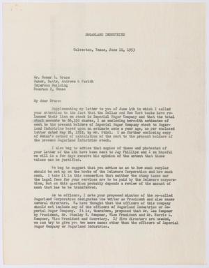 [Letter from I. H. Kempner to Homer L. Bruce, June 11, 1953]