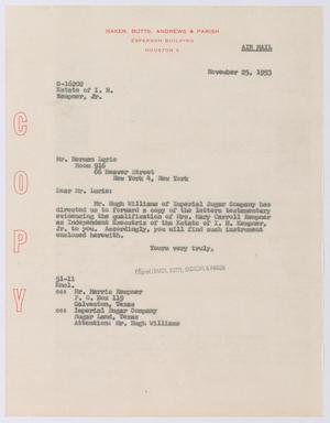 [Letter from Baker, Botts, Andrews & Parish to Herman Lurie, November 25, 1953]