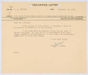 [Letter from T. L. James to I. H. Kempner, December 16, 1953]