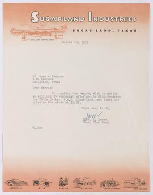 [Letter from Thomas L. James to Harris Kempner, August 14, 1953]