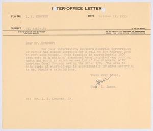 [Letter from Thomas L. James to I. H. Kempner, October 12, 1953]
