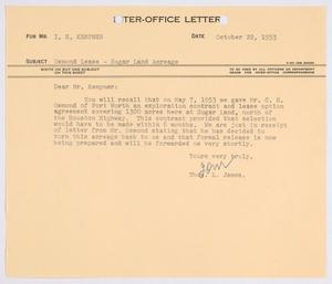 [Letter from Thomas L. James to I. H. Kempner, October 22, 1953]