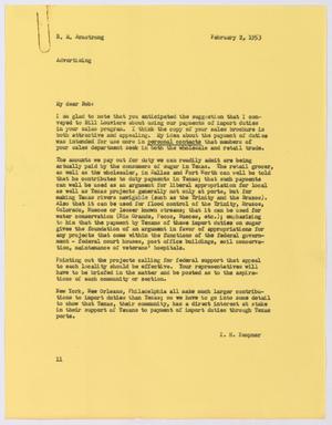 Primary view of object titled '[Letter from Isaac Herbert Kempner to Robert Markle Armstrong, February 2, 1953]'.