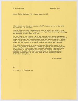 [Letter from Isaac Herbert Kempner to Robert Markle Armstrong, March 17, 1953]