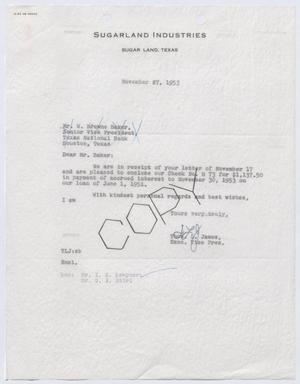 [Letter from Thomas L. James to W. Browne Baker, November 27, 1953]