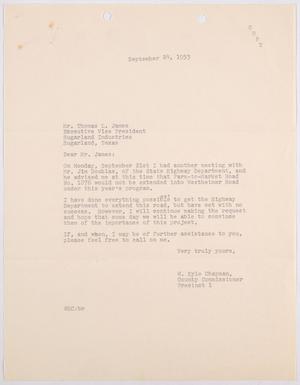 [Letter from W. Kyle Chapman to Thomas L. James, September 24, 1953]