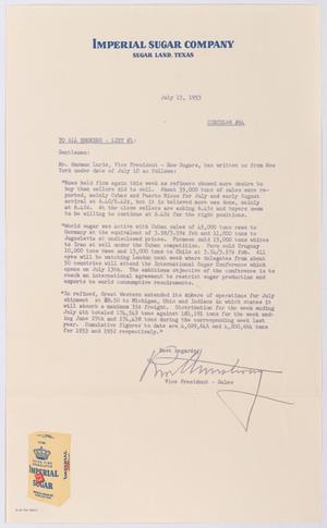 [Letter from Robert Markle Armstrong to Texas Brokers, List #1, July 13, 1953]
