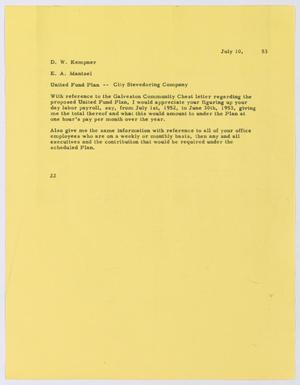 [Letter from Daniel W. Kempner to E. A. Mantzel, July 10, 1953]