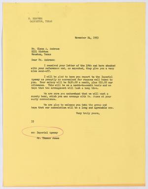 [Letter from Harris Kempner to Glenn A. Andrews, November 24, 1953]