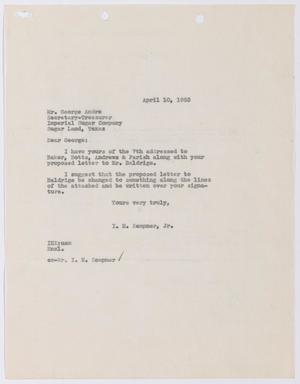 [Letter from I. H. Kempner, Jr., to George Andre, April 10, 1953]