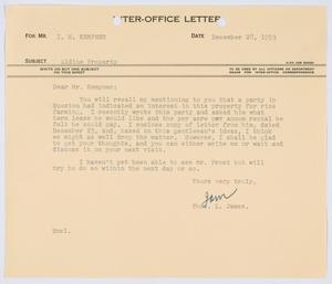 [Letter from T. L. James to I. H. Kempner, December 28, 1953]